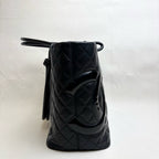CHANEL Cambon Tote Bag Black Calfskin Silver Hardware