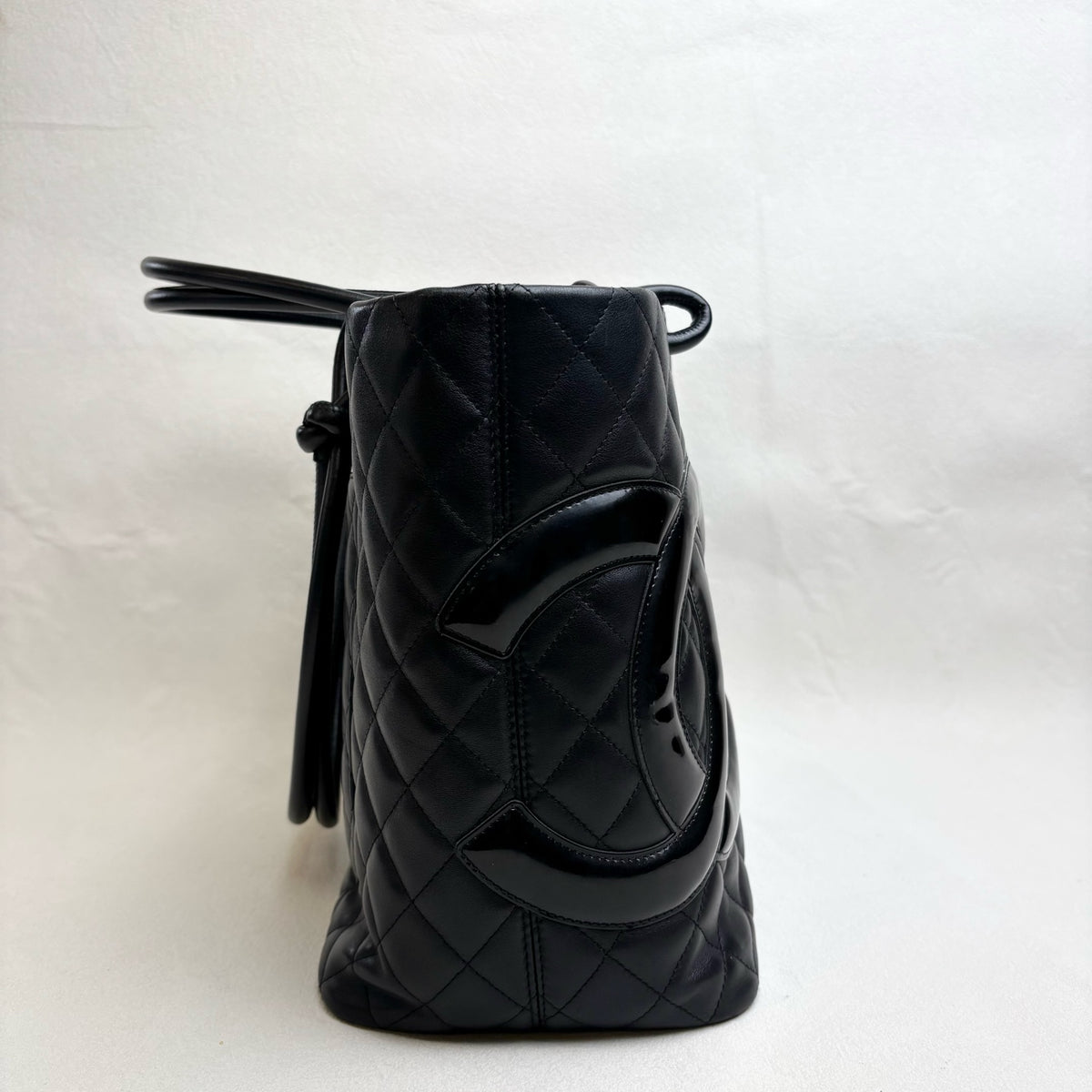 CHANEL Cambon Tote Bag Black Calfskin Silver Hardware