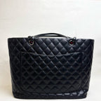 CHANEL Cambon Tote Bag Black Calfskin Silver Hardware