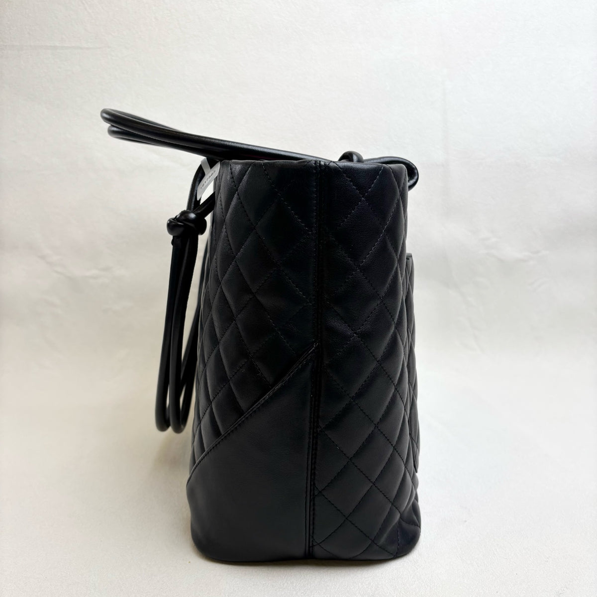 CHANEL Cambon Tote Bag Black Calfskin Silver Hardware