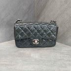 Chanel Classic Flap Dark Blue Patent Leather with Silver Hardware 20K