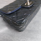 Chanel Classic Flap Dark Blue Patent Leather with Silver Hardware 20K