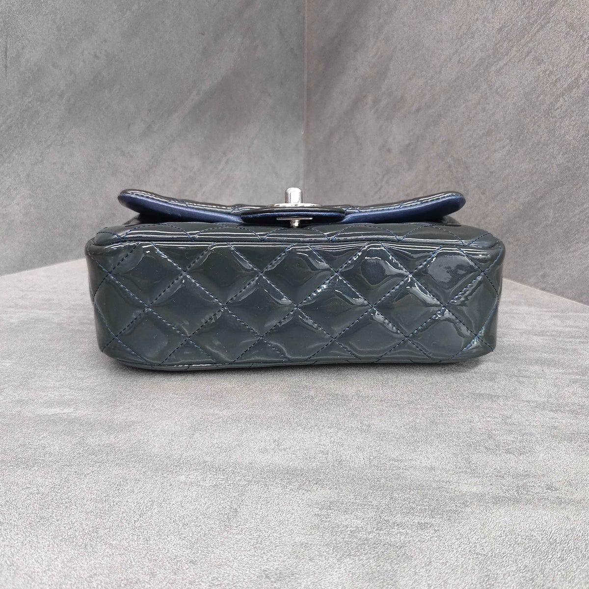 Chanel Classic Flap Dark Blue Patent Leather with Silver Hardware 20K