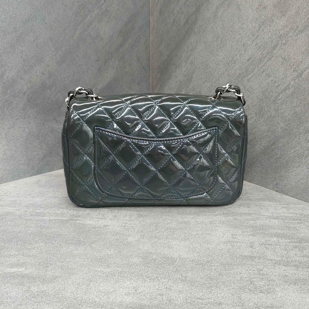 Chanel Classic Flap Dark Blue Patent Leather with Silver Hardware 20K