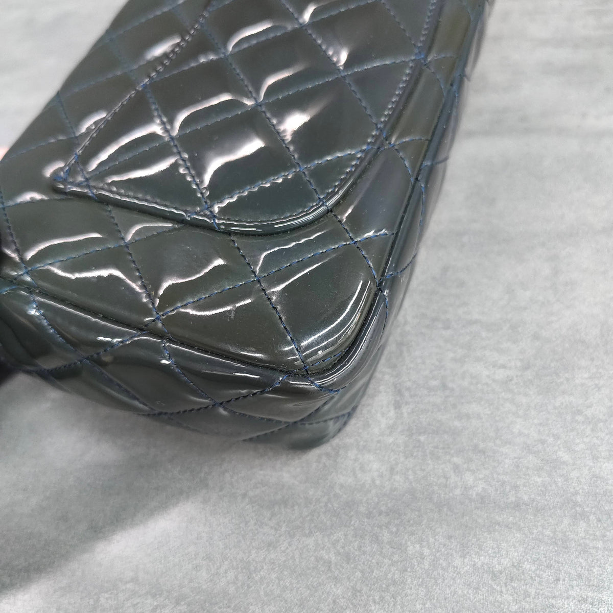 Chanel Classic Flap Dark Blue Patent Leather with Silver Hardware 20K