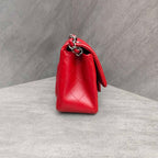 Chanel CF Square Mini Red Silver Lambskin Chain Bag
