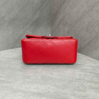 Chanel CF Square Mini Red Silver Lambskin Chain Bag
