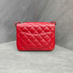 Chanel CF Square Mini Red Silver Lambskin Chain Bag