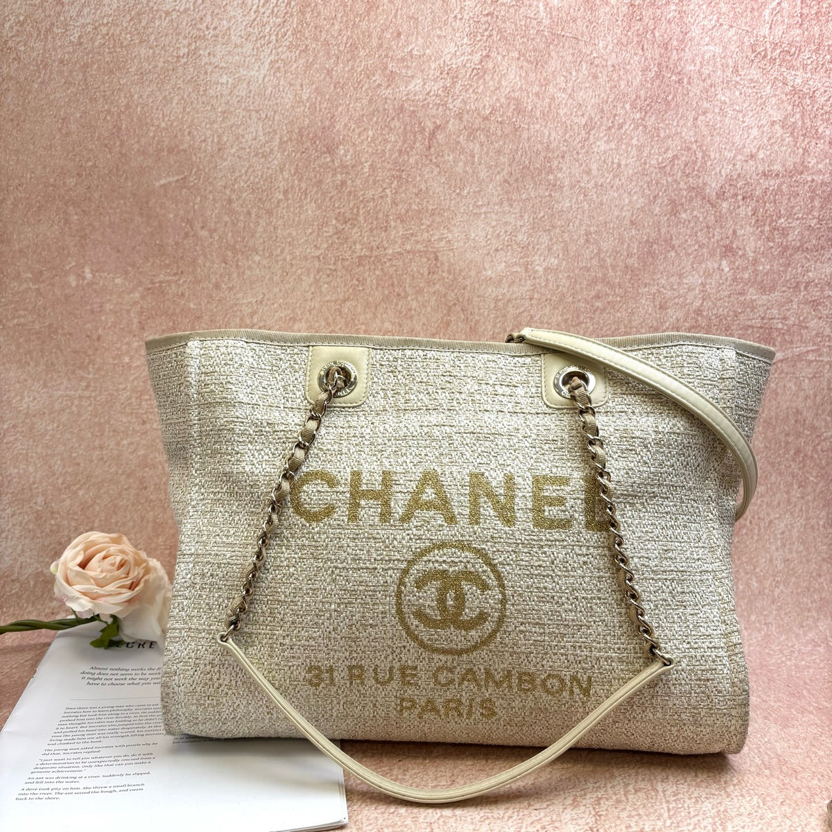 Chanel Deauville Canvas and Leather Beach Bag