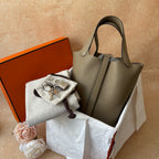 Hermès Picotin Togo Trench Gray W Stamp with Box, Dust Bag, Lock and Keys