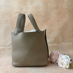 Hermès Picotin Togo Trench Gray W Stamp with Box, Dust Bag, Lock and Keys