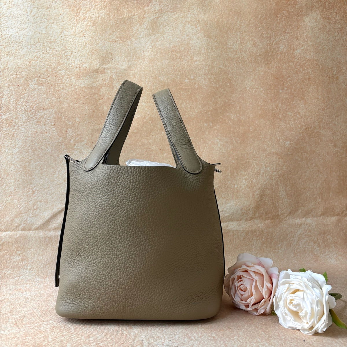 Hermès Picotin Togo Trench Gray W Stamp with Box, Dust Bag, Lock and Keys