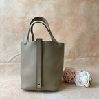 Hermès Picotin Togo Trench Gray W Stamp with Box, Dust Bag, Lock and Keys