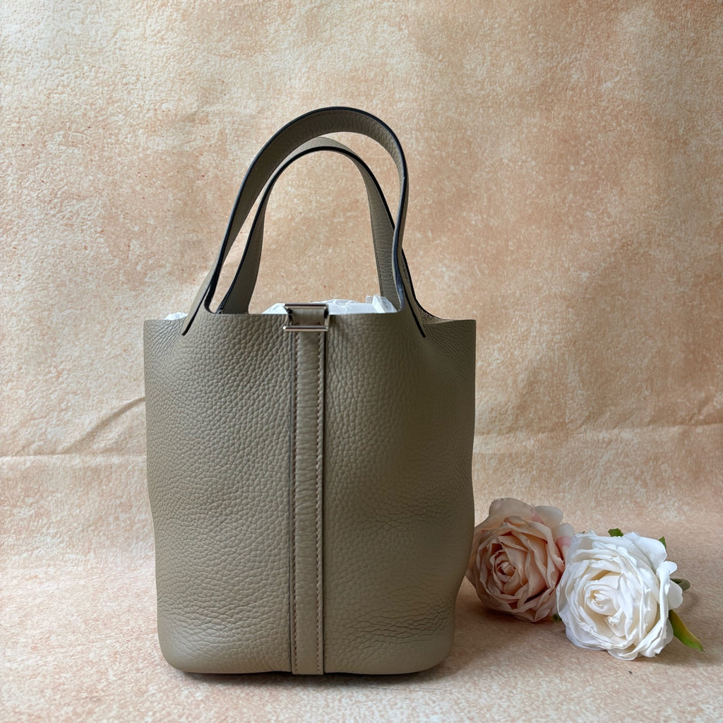 Hermès Picotin Togo Trench Gray W Stamp with Box, Dust Bag, Lock and Keys
