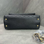 Chanel Coco Handle Black Caviar Leather Gold Hardware Red Handle with Card