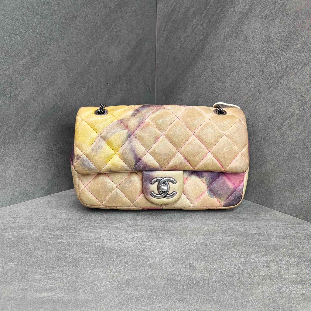 Chanel Limited Edition Graffiti CF Rainbow Gradient Chain Bag Silver Hardware 21K
