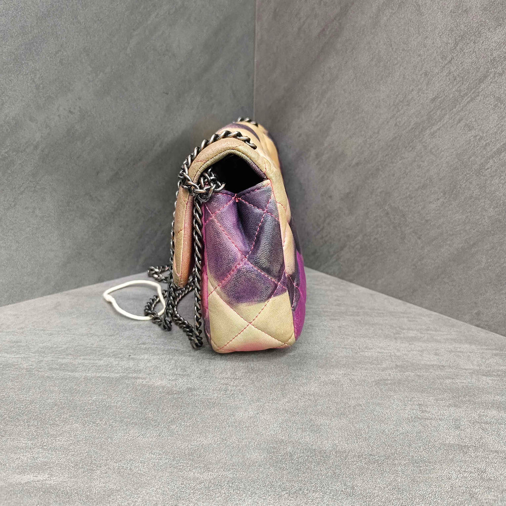Chanel Limited Edition Graffiti CF Rainbow Gradient Chain Bag Silver Hardware 21K