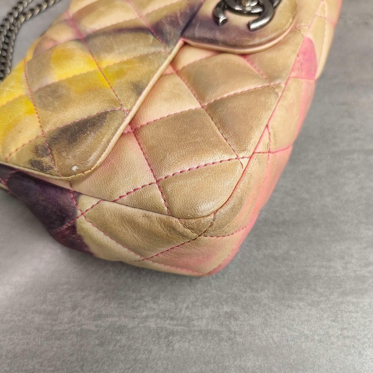 Chanel Limited Edition Graffiti CF Rainbow Gradient Chain Bag Silver Hardware 21K