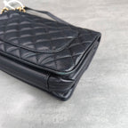 CHANEL Black Gold Lambskin Accordion Flap Bag