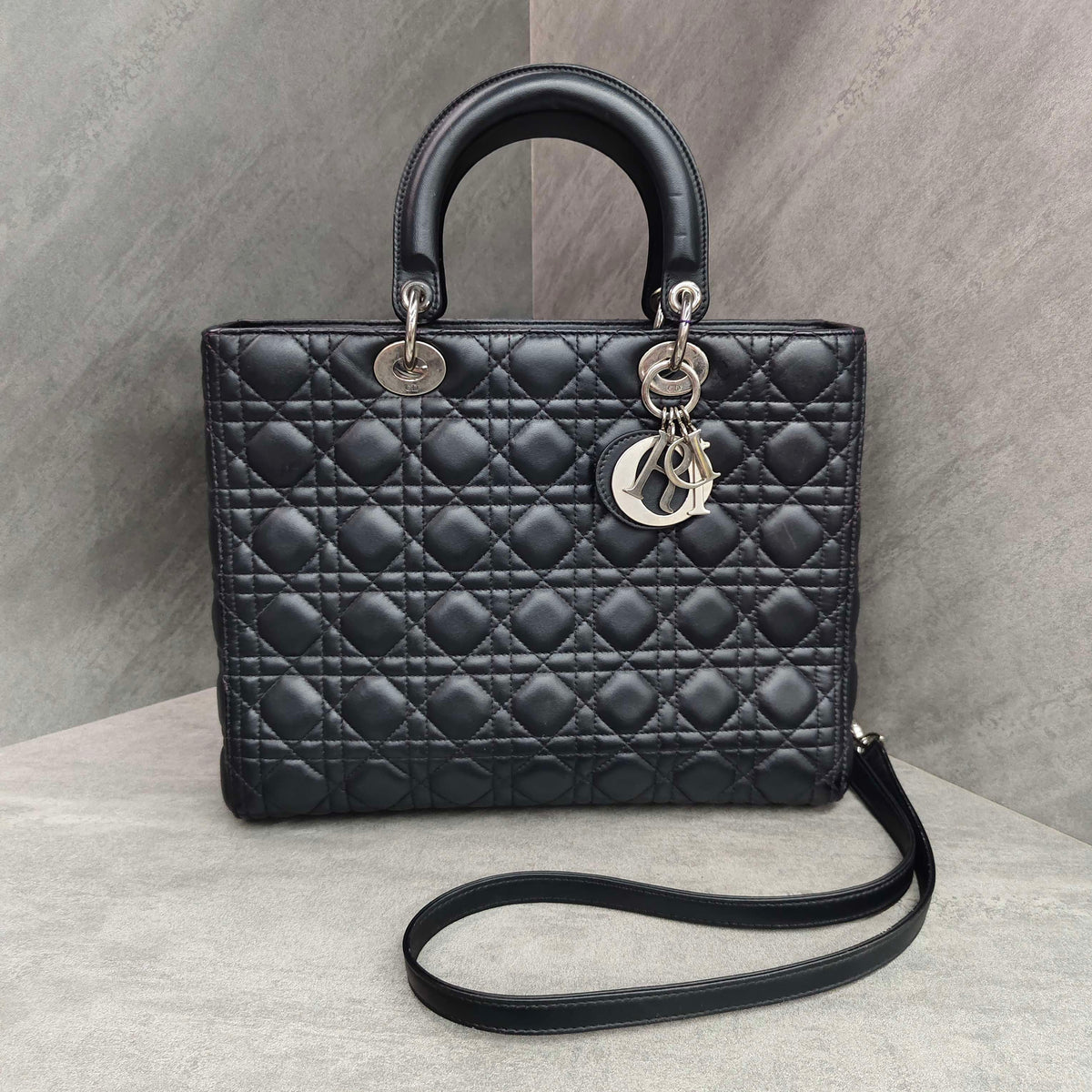 Dior Lady Dior Black Silver Lambskin 2013 Code Color Changed