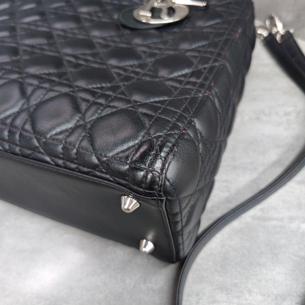Dior Lady Dior Black Silver Lambskin 2013 Code Color Changed