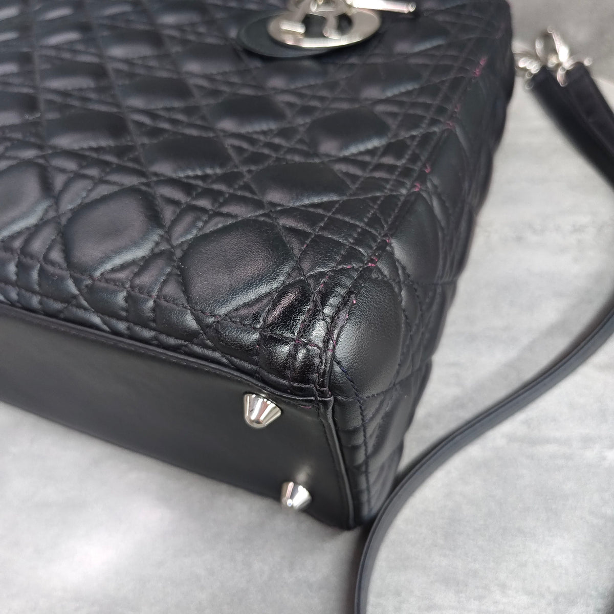 Dior Lady Dior Black Silver Lambskin 2013 Code Color Changed