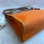 Hermes Herbag Box R Stamp Classic Orange and Brown Cowhide Top Handle and Crossbody Bag with Silver Hardware
