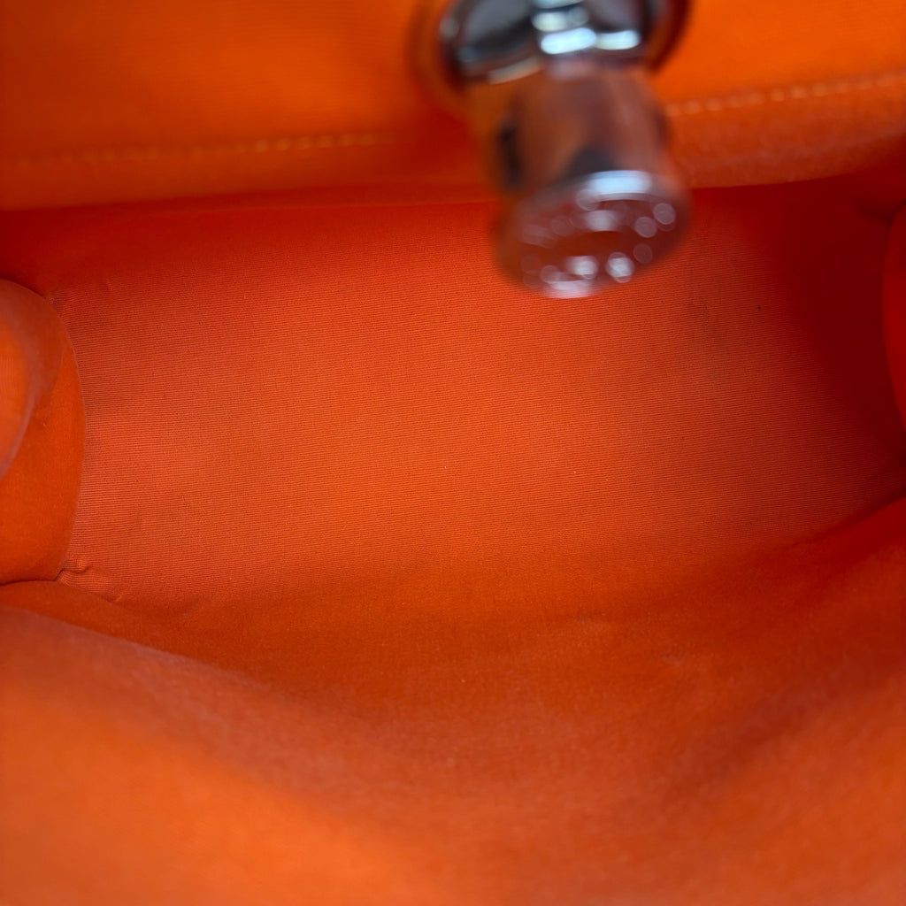 Hermes Herbag Box R Stamp Classic Orange and Brown Cowhide Top Handle and Crossbody Bag with Silver Hardware
