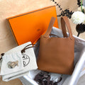 Hermes Gold Picotin Bucket Bag Silver Hardware Z Stamp Full Set