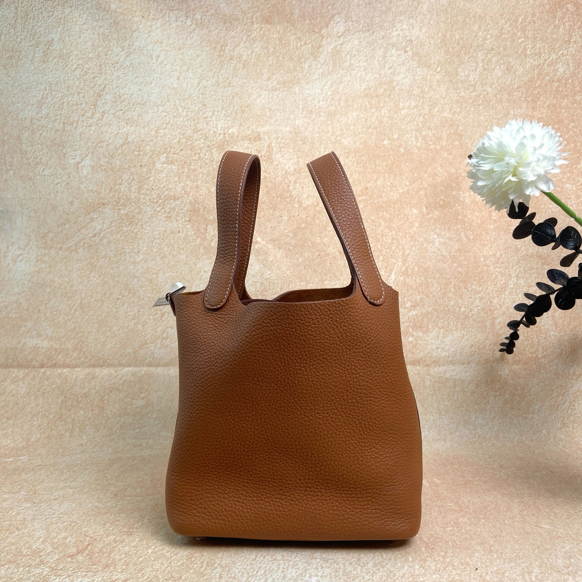 Hermes Gold Picotin Bucket Bag Silver Hardware Z Stamp Full Set