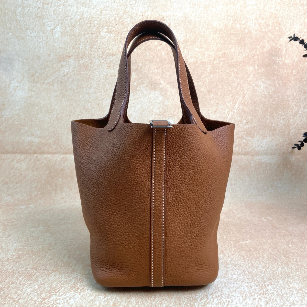 Hermes Gold Picotin Bucket Bag Silver Hardware Z Stamp Full Set