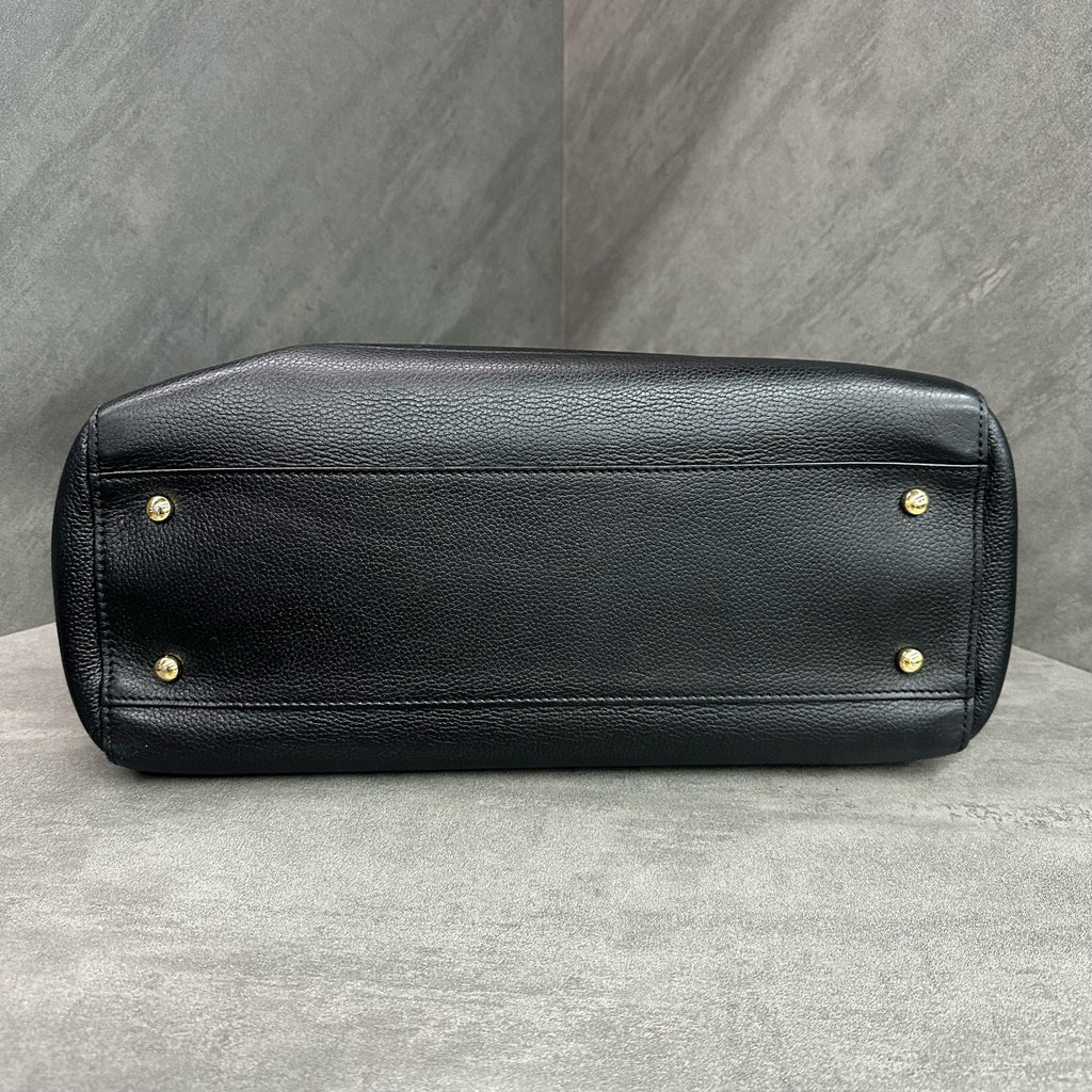 CHANEL Black Gold Pebbled Calfskin Cerf Tote