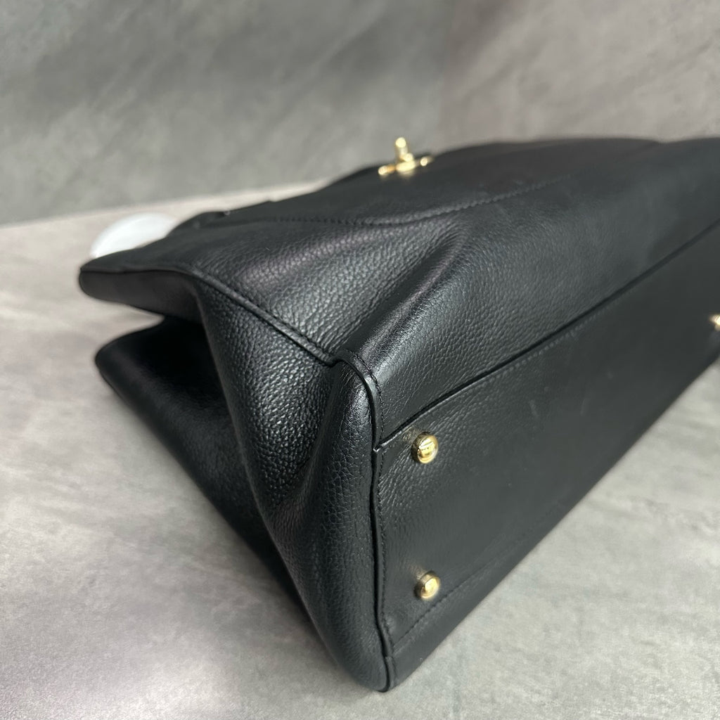 CHANEL Black Gold Pebbled Calfskin Cerf Tote