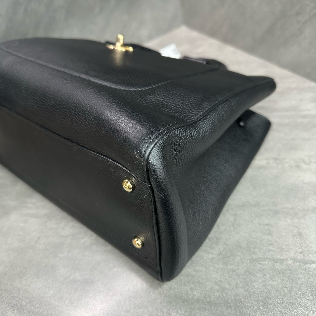 CHANEL Black Gold Pebbled Calfskin Cerf Tote