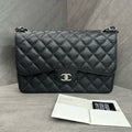 Chanel CF Jumbo Black Caviar Leather Chain Bag with Silver Hardware, with Card and Receipt