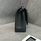 Chanel CF Jumbo Black Caviar Leather Chain Bag with Silver Hardware, with Card and Receipt