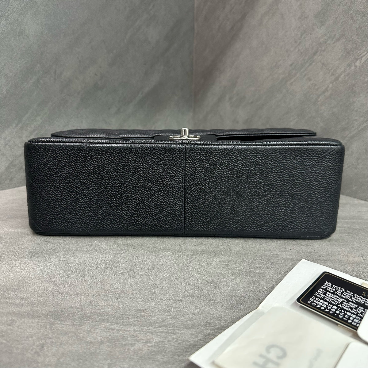 Chanel CF Jumbo Black Caviar Leather Chain Bag with Silver Hardware, with Card and Receipt