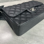 Chanel CF Jumbo Black Caviar Leather Chain Bag with Silver Hardware, with Card and Receipt