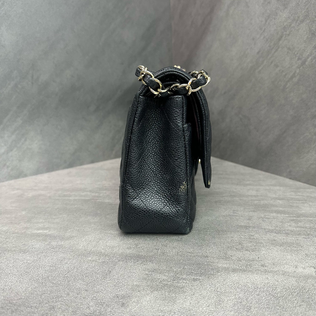 Chanel CF Black Caviar Leather Chain Bag with Gold Hardware
