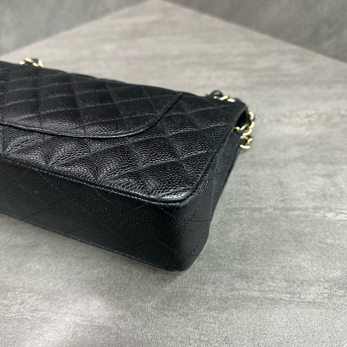 Chanel CF Black Caviar Leather Chain Bag with Gold Hardware