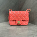 Chanel CF Square Mini Pink Patent Leather Chain Bag with Gold Hardware