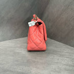 Chanel CF Square Mini Pink Patent Leather Chain Bag with Gold Hardware