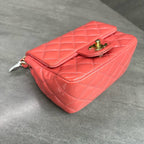 Chanel CF Square Mini Pink Patent Leather Chain Bag with Gold Hardware