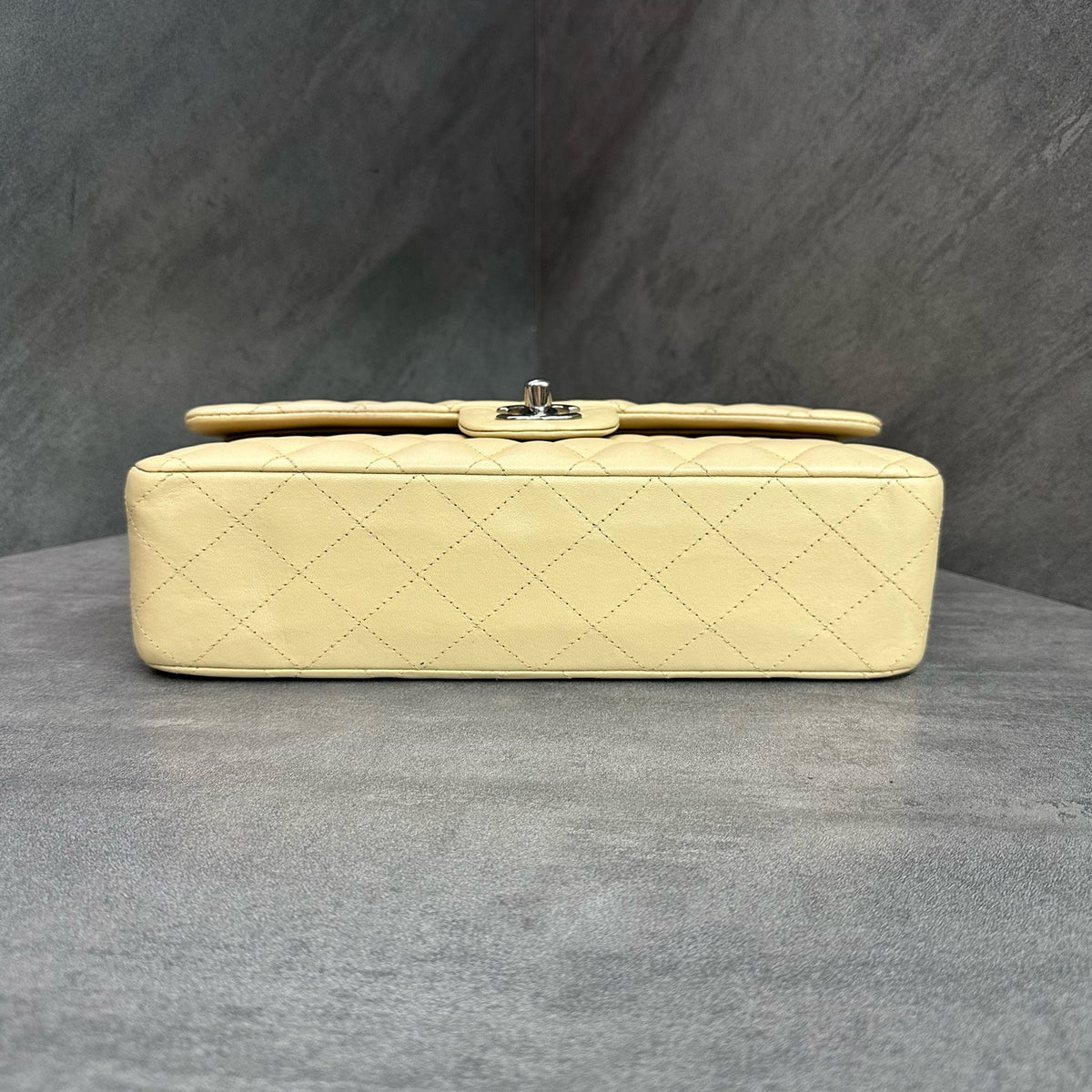 Chanel CF Beige Lambskin Silver Hardware Chain Bag