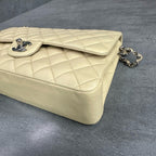 Chanel CF Beige Lambskin Silver Hardware Chain Bag