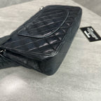 Chanel Classic Flap Black Silver Hardware Lambskin Chain Bag with Card