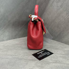 CHANEL Red Gold Chevron Calfskin Handbag