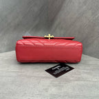 CHANEL Red Gold Chevron Calfskin Handbag