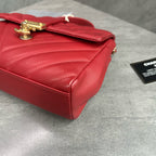 CHANEL Red Gold Chevron Calfskin Handbag