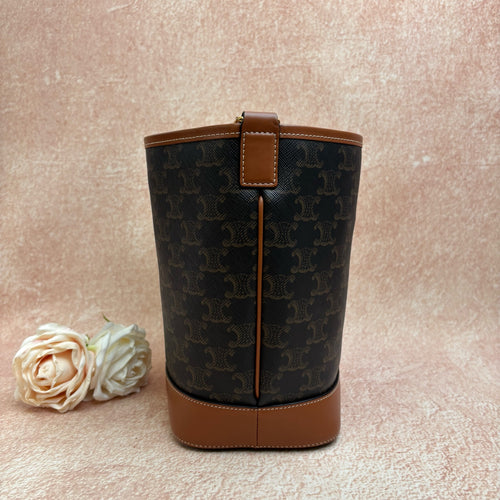 CELINE Triomphe Monogram Bucket Bag Shoulder Crossbody Bag